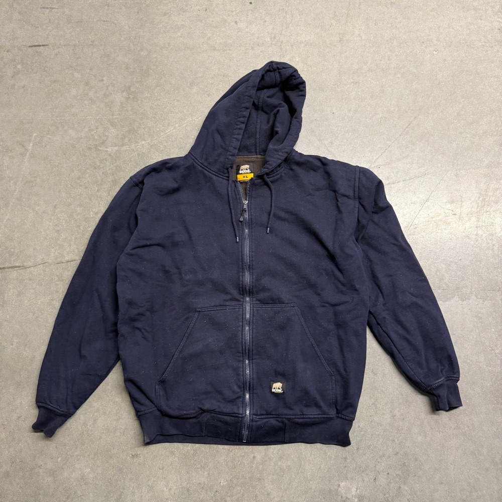 Berne Workwear Mens XL Navy Blue Thermal Lined Full Zip Hoodie Sweatshirt